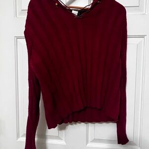 Vintage Peter Carol V-Neck Burgundy drawstring Sweater
